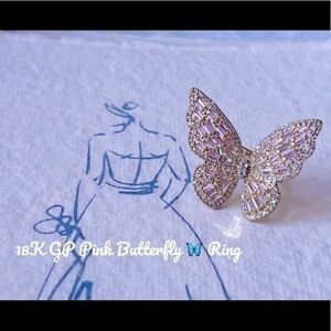 18K GP Pink  Zircon Butterfly 🦋 ring
